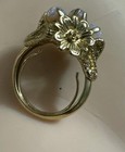 AVON Signed, Antique, Gold Tone, Fire Opalescent Simulated Glass Stones, Floral — photo 4