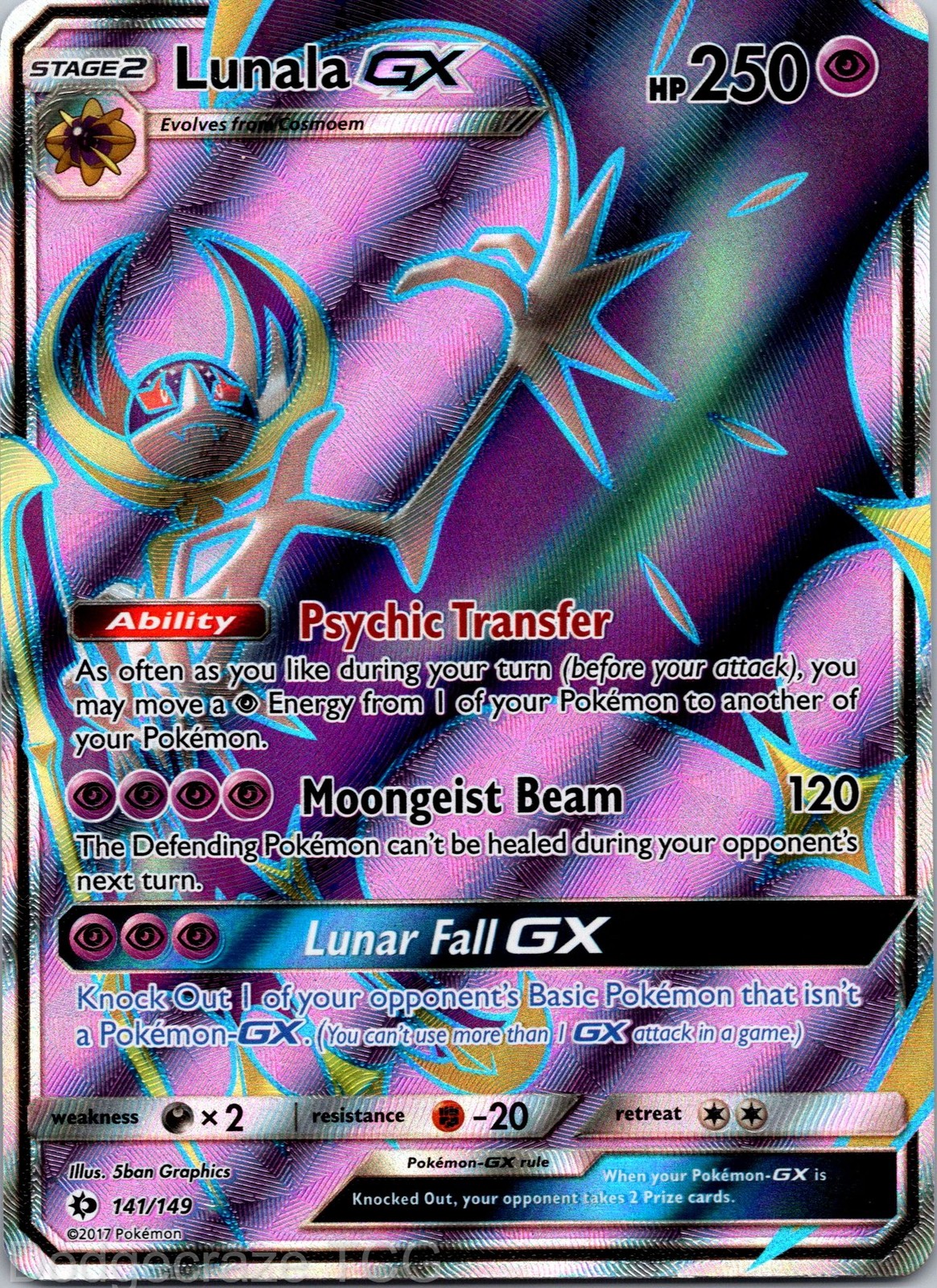 Lunala GX 141/149 Rare Ultra Sun & Moon Pokemon NM