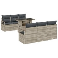 Gartensofa Set Mit Stauraum 7-Teilig Hellgrau Poly-Rattan FüR Terrasse Balkon