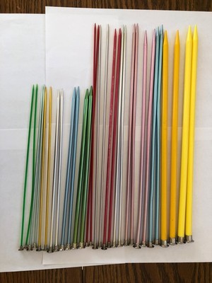 Vintage Knitting Needles 15 Pairs Assorted Sizes 10'' & 14'' Good Used Condition