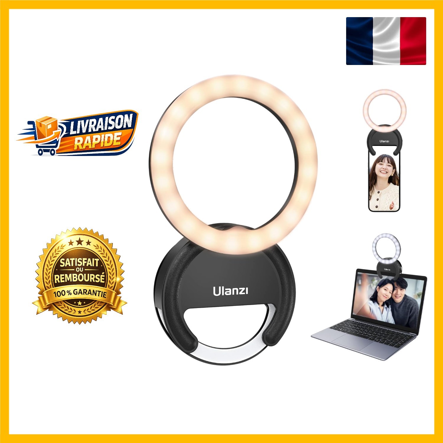 Lampe Selfie Ulanzi 4'' à Intensité Variable et Température de Couleur Ajustable