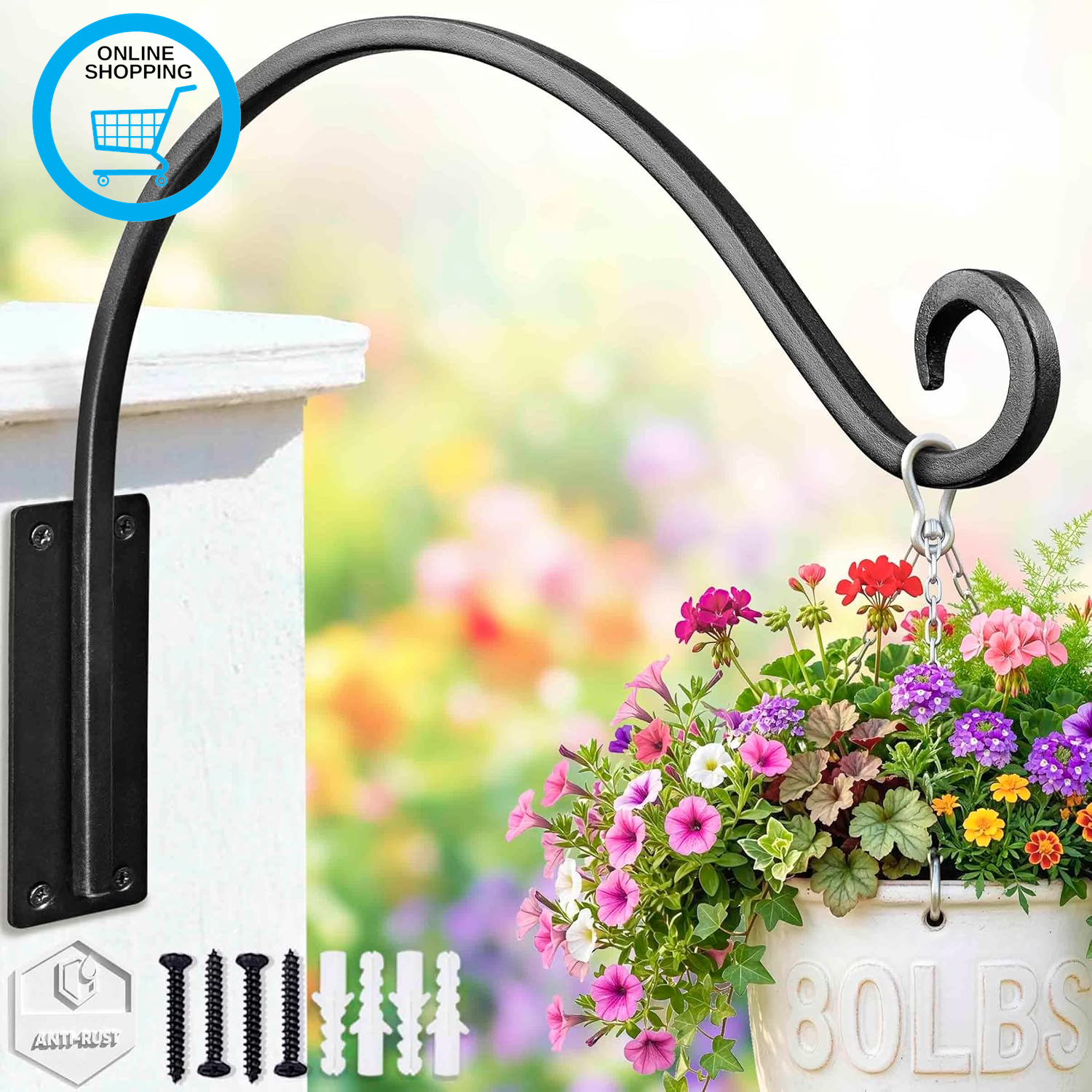 Bird Feeders Hanging Brackets (16 Inches) More Stable and Sturdy Hanging Basket