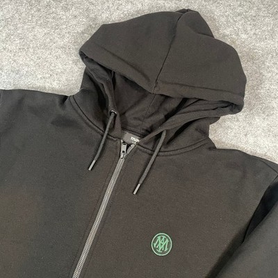 Mavi Mens Full Zip Hoodie Large Embroidered Logo Fleece Black