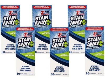 Stain Away Plus, Denture Cleanser, 80 Cleanings, 8.1 oz, 5-Minute Original 