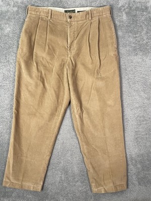 VTG Eddie Bauer Pants Mens 36x30 Tan Corduroy Pleated Wide Baggy