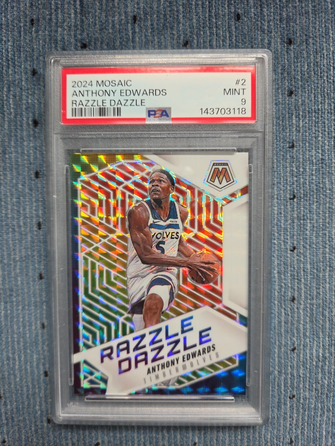 2024-25 MOSAIC RAZZLE DAZZLE #2 Anthony Edwards PSA 9