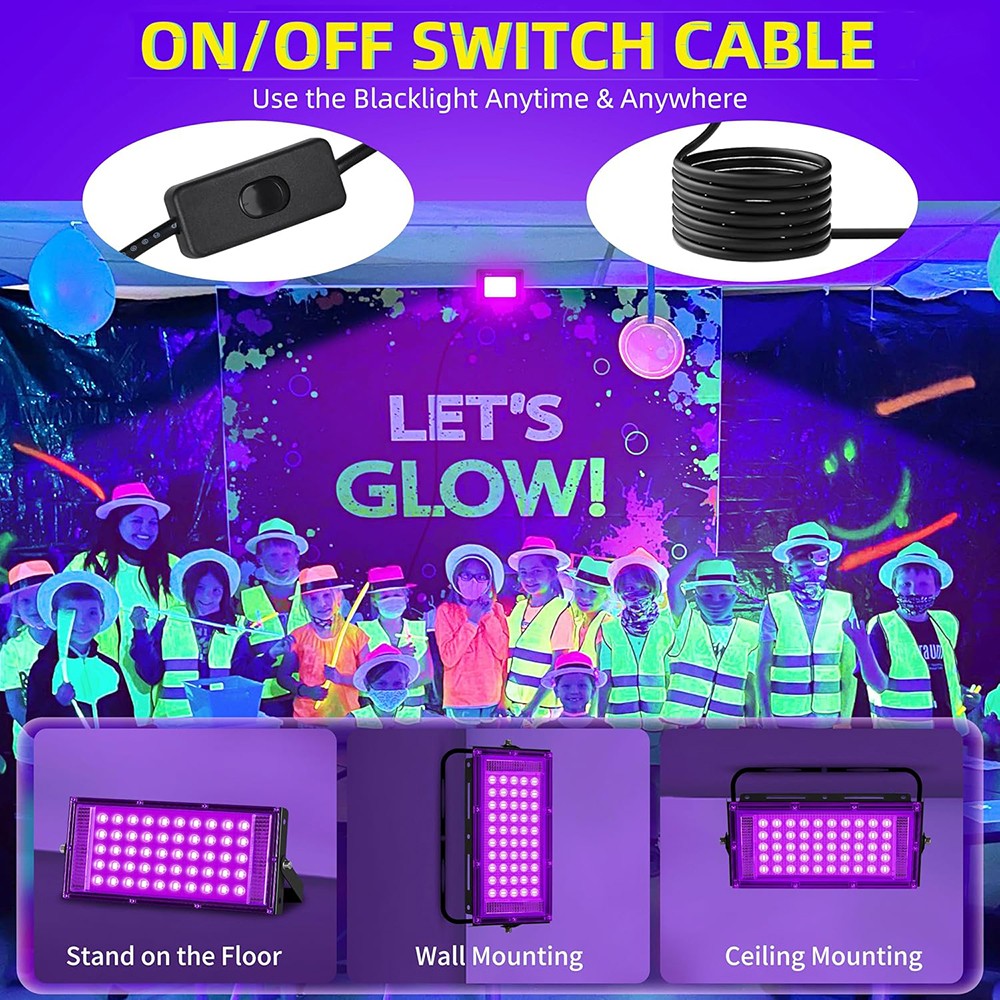 100W UV Black Light Bar LED Floodlight Stage Blacklight Party DJ Club Halloween