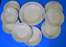 Set Lot Arcopal Victoria 1 Large Pasta Serving Bowl With 8 Rim Bowls Soup Salad