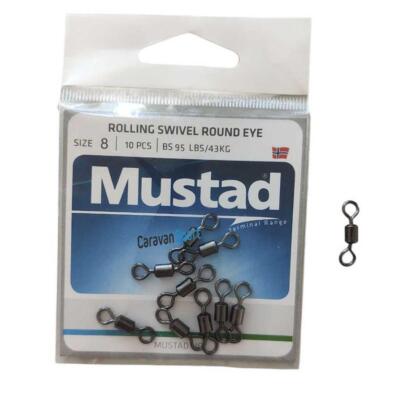 Wirbel Fischen Mustad ROLLING SWIVELS ROUND EYE MA35 Surf Casting See Angeln