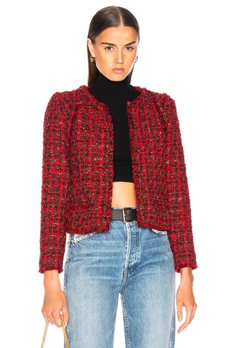 NWT Iro Disco Jacket, Bouclé Tweed, Red 