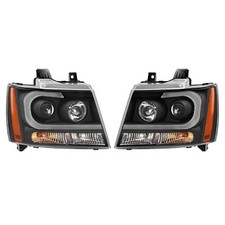 Black Led Drl Projector Headlights Lamp For 07-14 Chevy Suburbantahoeavalanche