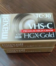 2pc Maxell Camcorder Video Cassette TC-30 VHS-C HGX Gold VHS C Tape New Sealed