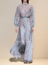 Womens High End Floral Dress Luxury Printed Dress Long Dress Runway Prom Gowns