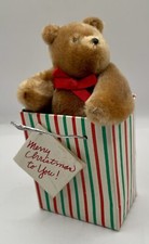 Vintage 1986 Eden Toys teddy bear in gift bag Christmas Ornament 3