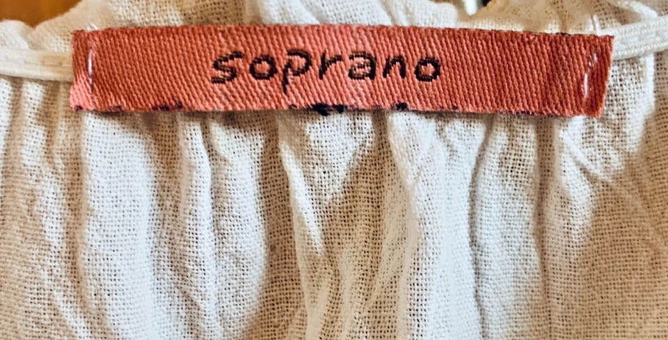 Soprano Women’s Blouse With Lace Cotton Off-White Short Sleeve Size S - Image 4 of 4