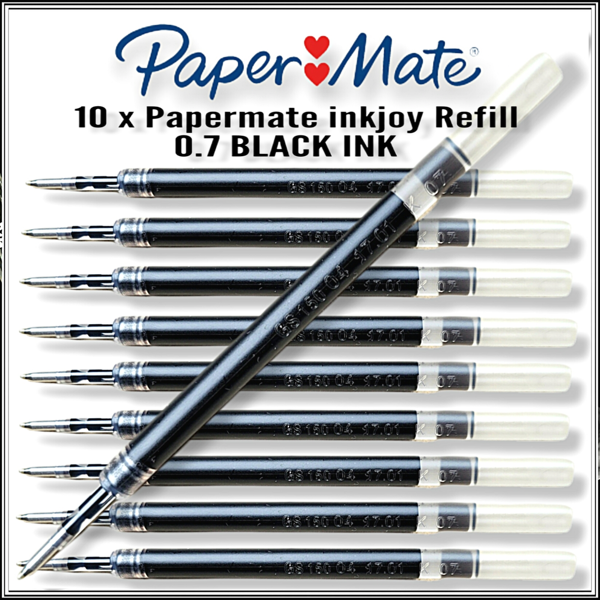 Papermate InkJoy x 10 Gel pen Refill Medium Tip Nib BLACK