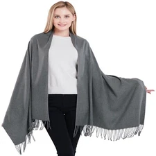 Charcoal Black Thick Solid Color Cotton Blend Shawl Wrap Pashmina CJ Apparel NEW
