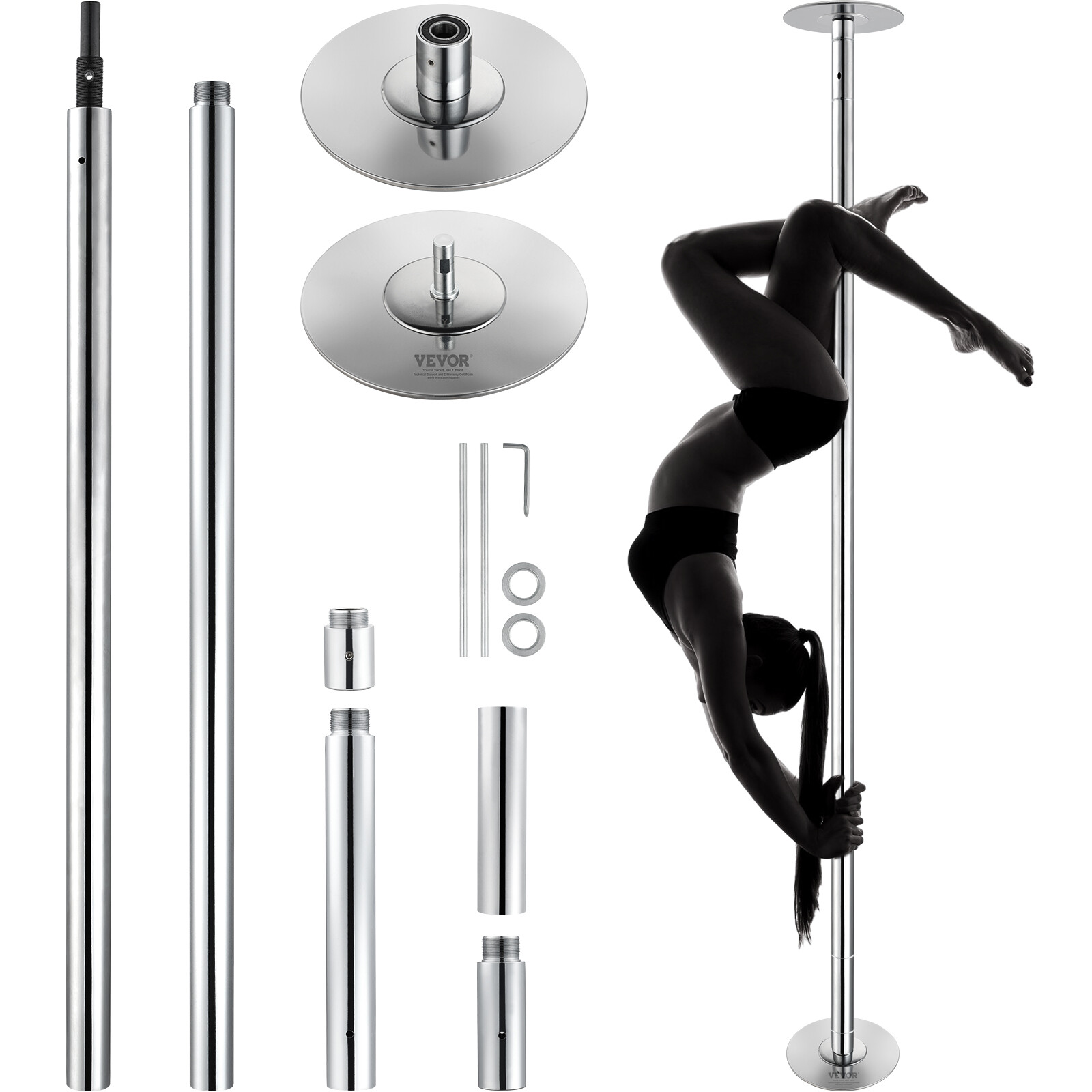 VEVOR Barre de Pole Dance Pôle de Danse à la Barre Verticale pour Bar Club