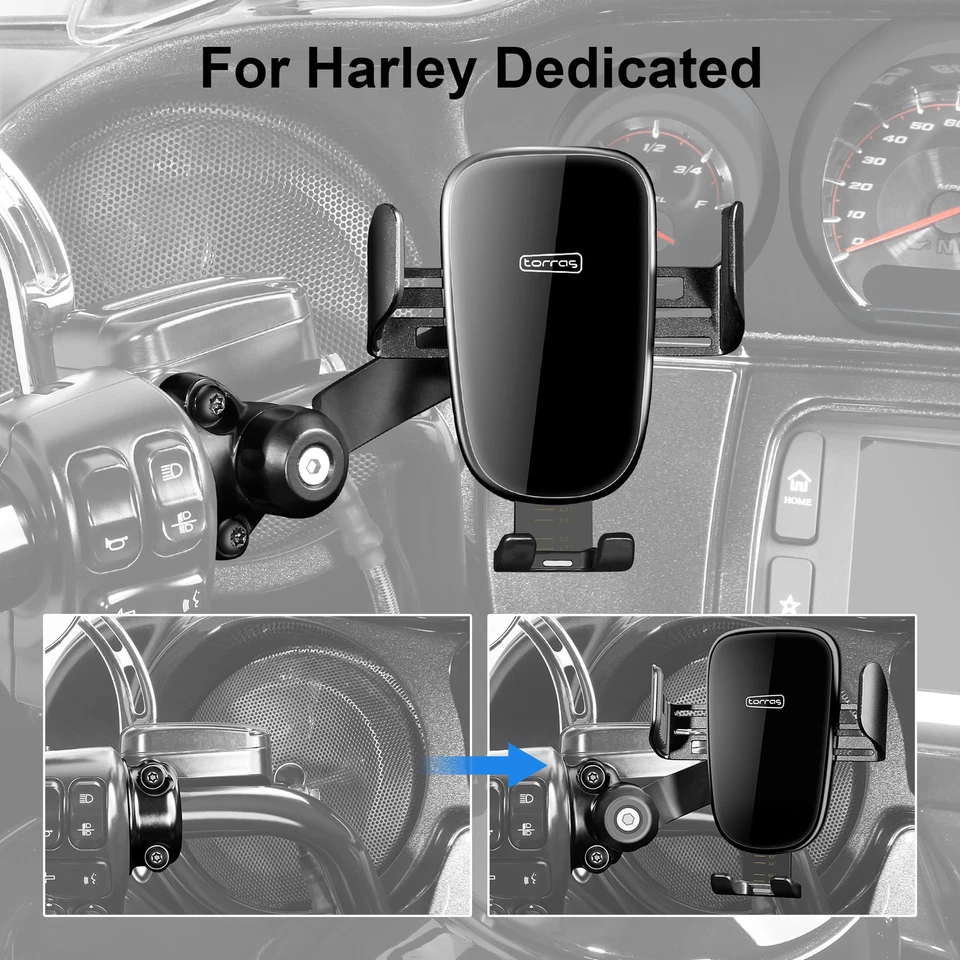 Soporte de teléfono cargador de sujeción automática apto para Harley Touring Dyna Foto 2 de 4