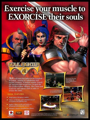1999 Soul Fighter Retro Video Game PRINT AD 3D Beat 'em up Sega Dreamcast Promo