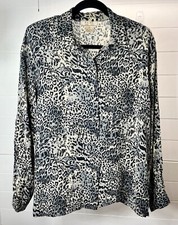 Fu Da Vintage 100 Silk Leopard Print Button Down Top Womens M Mob Wife Y2K