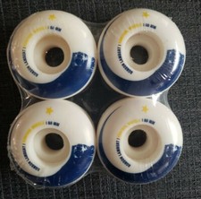 Skateboard Wheels, Made in USA, New Kontrol Set of 4, 100A 50mm white and blue