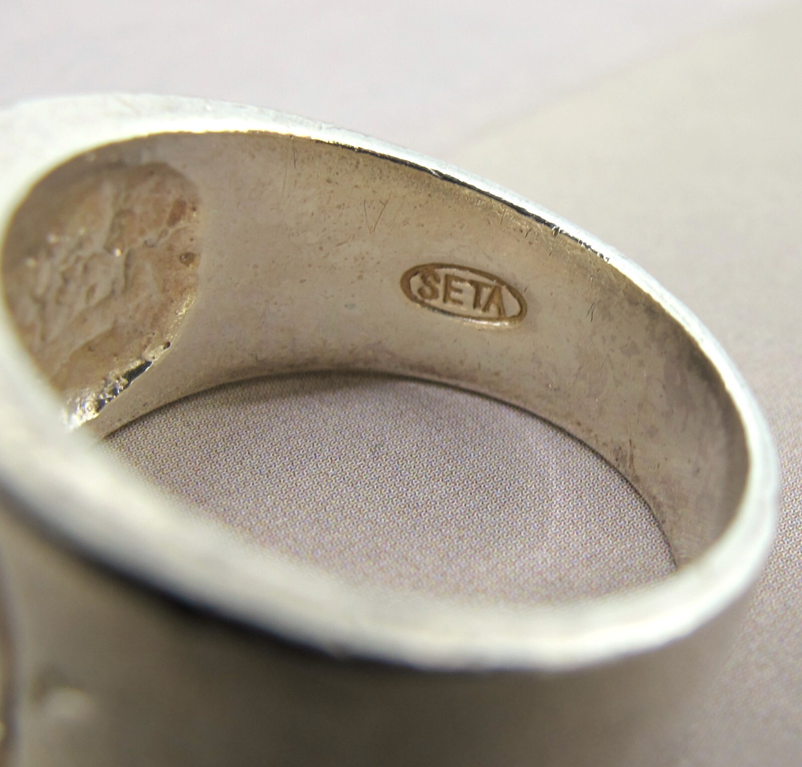 SETA 925 Sterling Silver Concave Ring Chinese Cha… - image 3