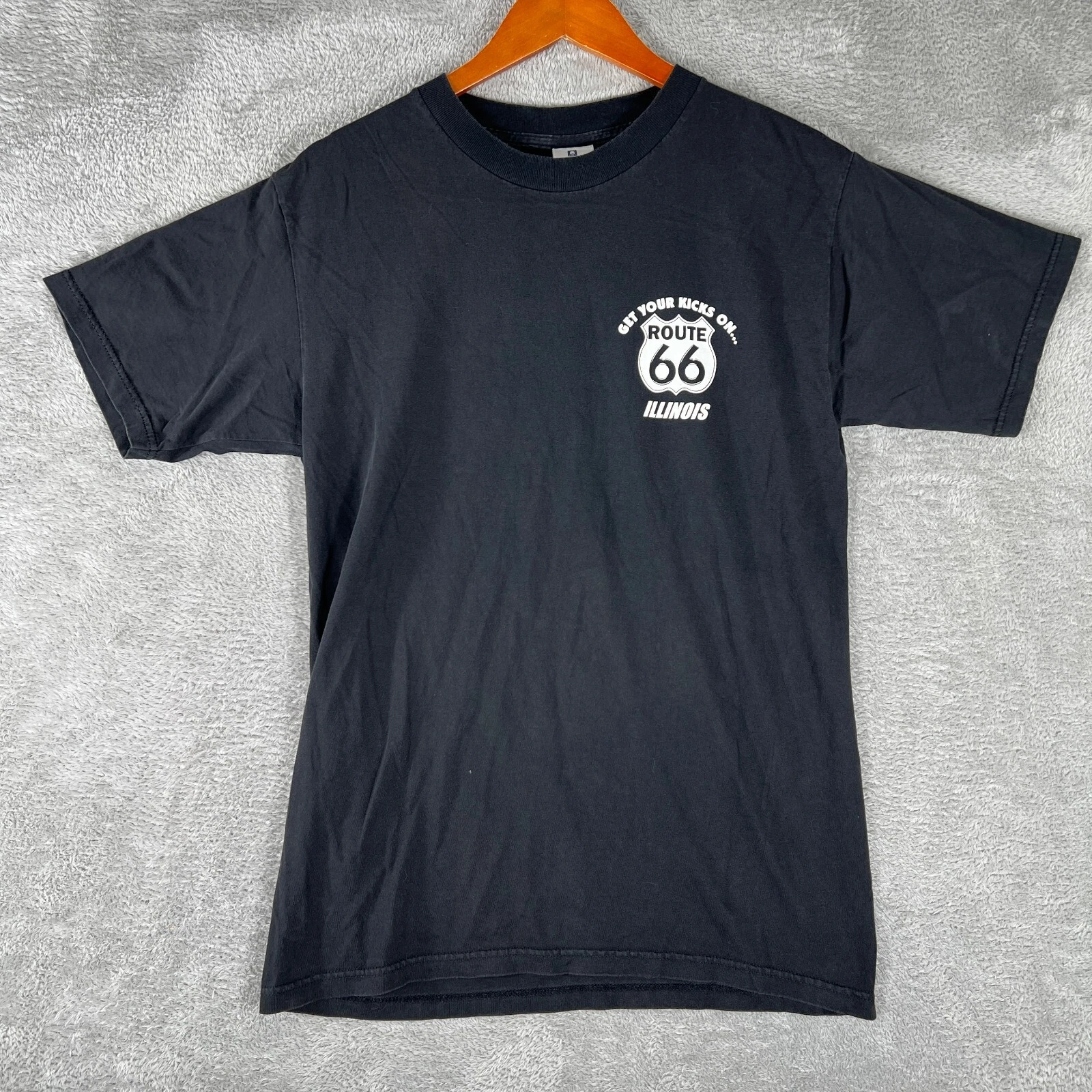 Vintage Route 66 T-Shirt Men’s Black Map Graphic Tee