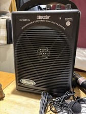 Used Hisonic Hs122bt-hl Portable Pa System Dual Channel Wireless Microphones