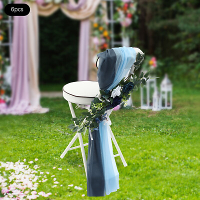 Purple Artificial Flower Wedding Chair Decorations Rose 6PCS Chair Decorations