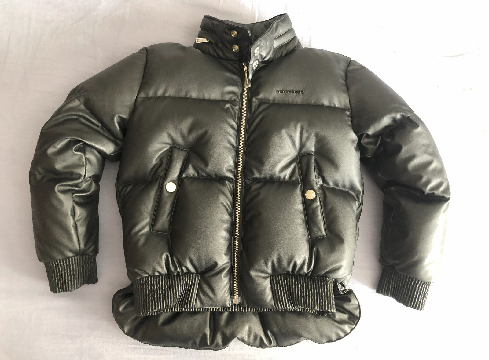 RRP €1200 Authentic DSQUARED Leather Bomber Down Jacket  for boys size 8Y image 3