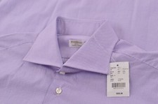 NWOT Borriello Napoli Size US 39 15.5 Dress Shirt Purple White Cotton Brand New