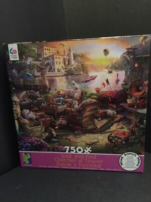 Ceaco SEEK AND FIND ITALIAN TERRACE 750 Piece PUZZLE With Poster Sealed New!