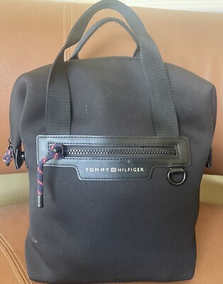 Tommy Hilfiger Neoprene Backpack Tommy Hilfiger black backpack neoprene style preppy college  main image 4
