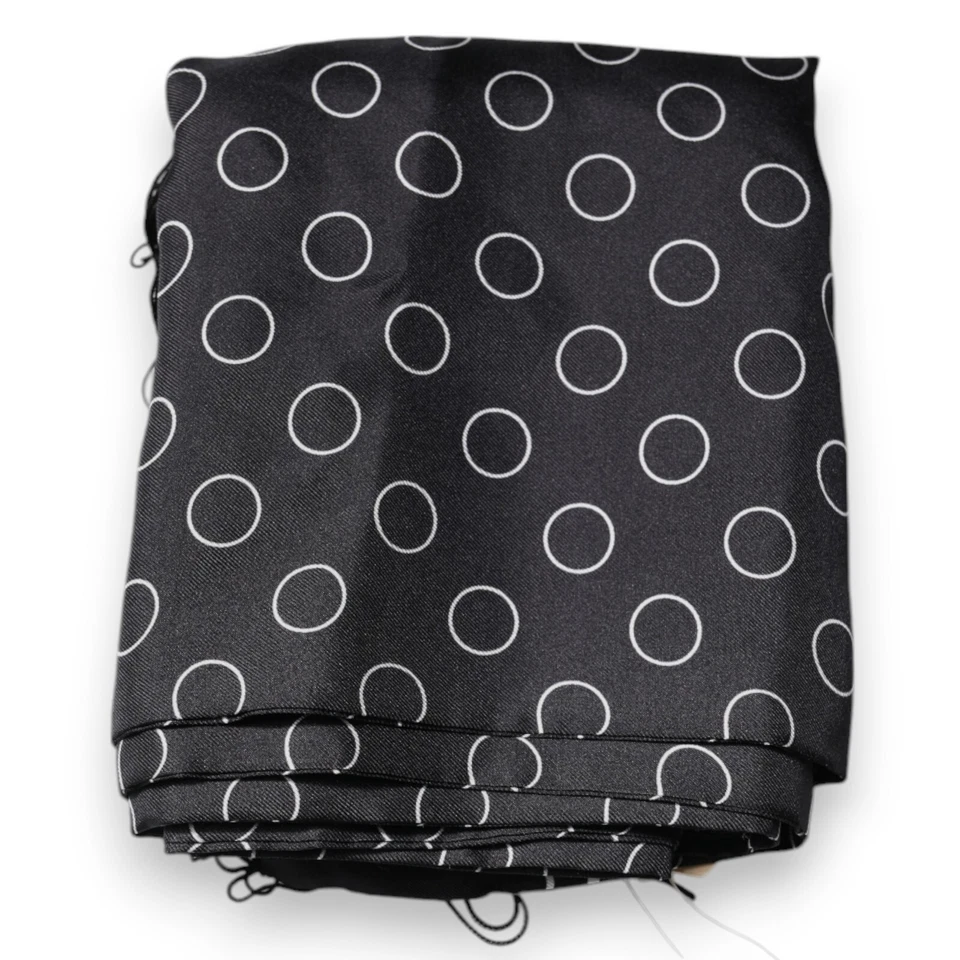 DOLCE & GABBANA Bufanda Círculos Negros Flecos de Seda Chal Envoltura 195cm x 33cm 600usd Foto 2 de 4