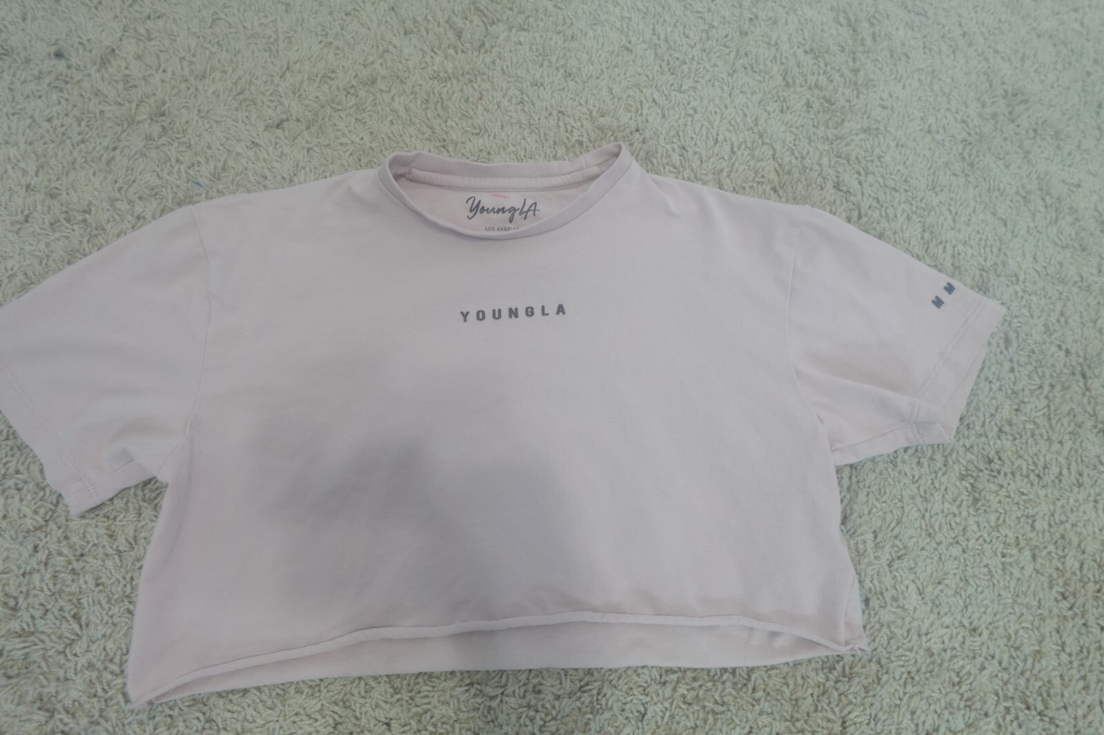 YoungLA Pink Los Angeles Logo Crop Top Tee Small Streetwear Gym Wear-image