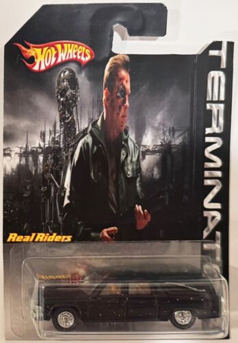 Black Cadillac Hearse Custom Hot Wheels Car w/ Real Riders Terminator Series - Picture 1 of 1