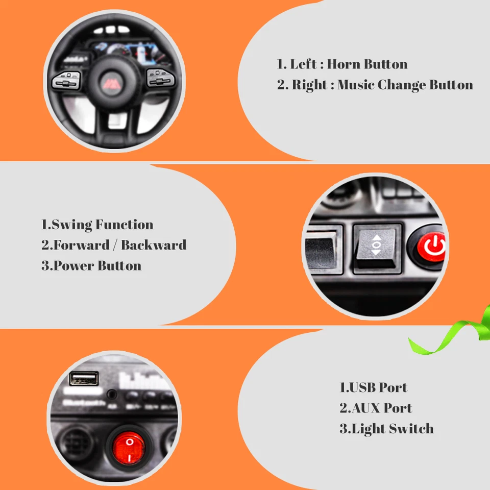 Camión de juguete para niños con ruedas eléctricas de 12 V con control remoto Bluetooth Foto 3 de 4