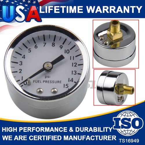 Fuel Gauge 1561 Fuel Pressure Gauge 1.5" 0-15 PSI 1/8" NPT Male Fitting Low Mr. Gasket 1561 Fuel Pressure Gauge 1.500 In Hp - Foto 9