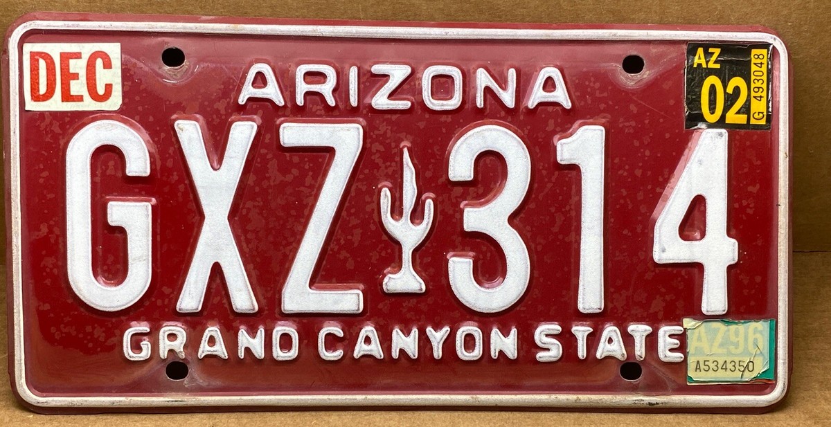 RARE ( GXZ🌵314 )ARIZONA MAROON CACTUS LICENSE PLATE | eBay