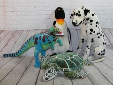 MELISSA  DOUG Lot of 4 Plush Big Stuffed Penguin, Turtle, T-Rex, Dalmatian
