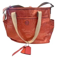 RARE NEW COACH PATENT LEATHER DIAPER BABY BAG MULTIFUNCTION TOTE 16977 Rose