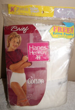 Vintage Hanes Her Way White 100 Cotton Briefs Size 7 Pack of 7 90's New V 