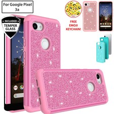 For Google Pixel 3A Cute Glitter Bling Girls Sparkle Hybrid Dual Case Screen