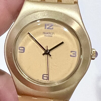Swatch Irony Aluminum AG 2000 YLG1000 Falling Star Golden PREOWNED!