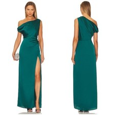 SHOW ME YOUR MUMU Jodie Dress In Emerald Luxe Satin