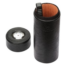 Travel Leather Cigar Case Tube Humidor Hygrometer Humidifier Cigar Storage Box