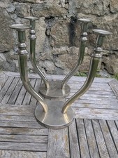 Pair of Vintage Silver Candle Holders in the Taste of Gio Ponti