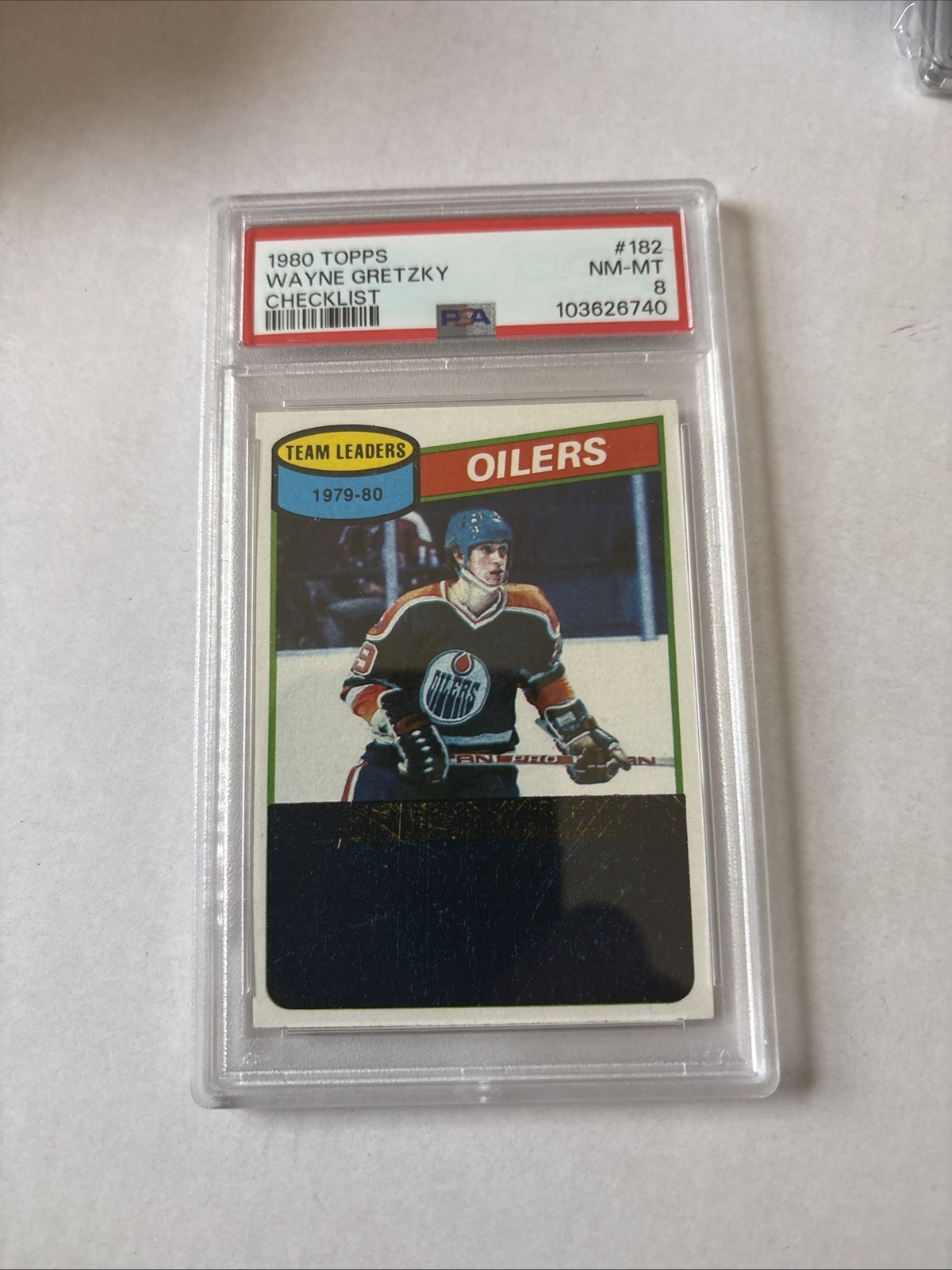1980-81 80/81 Topps #182 Wayne Gretzky - Team Leader Checklist - PSA 8
