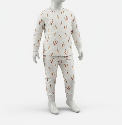 Firsts by Petit Lem Baby's White Carrot Print Two-Piece Pajama Set Size 24M